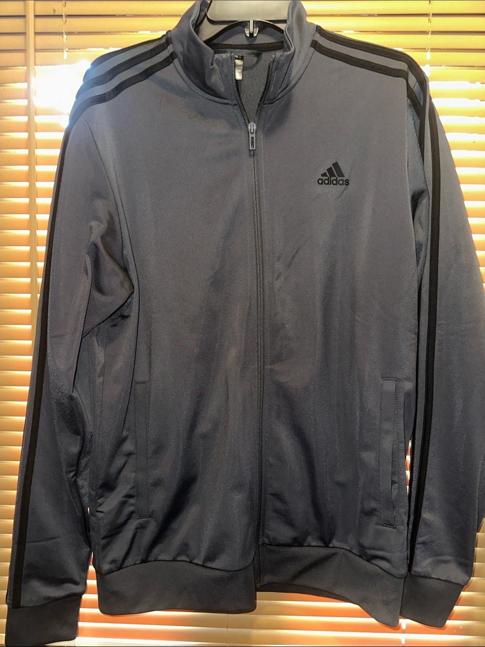adidas Men’s Dark Gray Track Jacket with Black Stripes